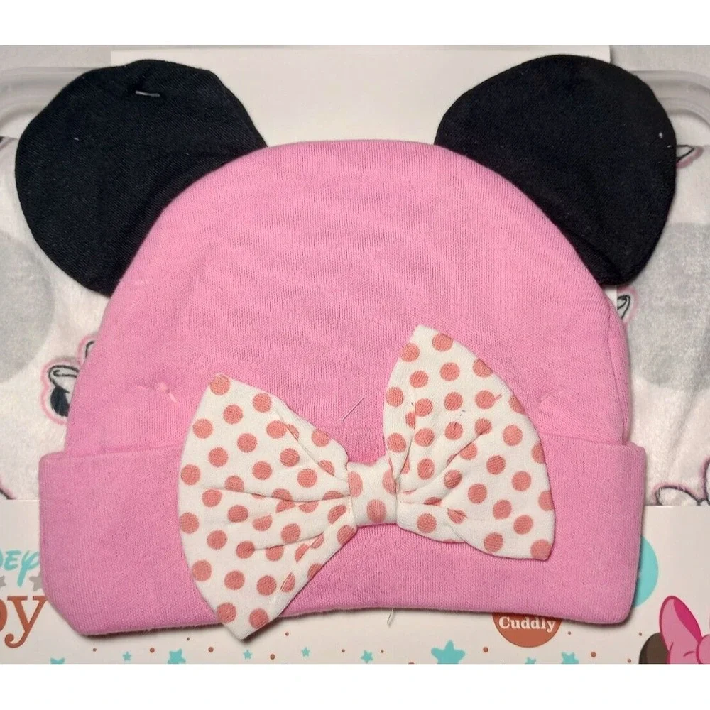 Minnie Mouse Baby Blanket & Hat Ears Mickey Disney‎ Girl Polka Dot